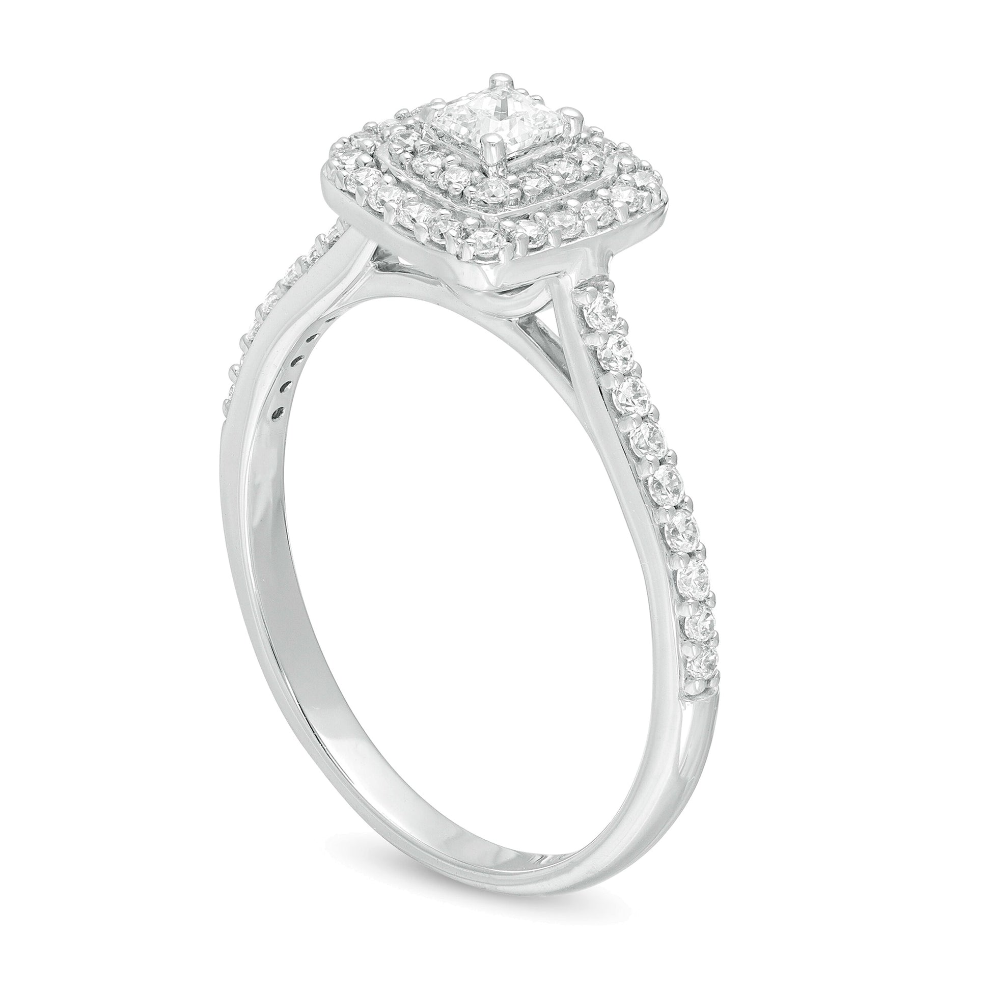 0.5 CT. TW Princess-Cut Diamond Double Frame Engagement Ring in 10K White Gold