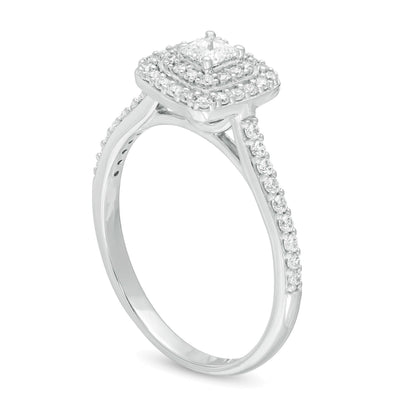0.5 CT. TW Princess-Cut Diamond Double Frame Engagement Ring in 10K White Gold