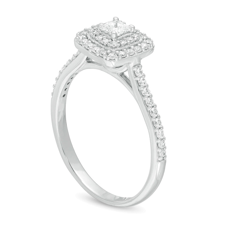 0.5 CT. TW Princess-Cut Diamond Double Frame Engagement Ring in 10K White Gold