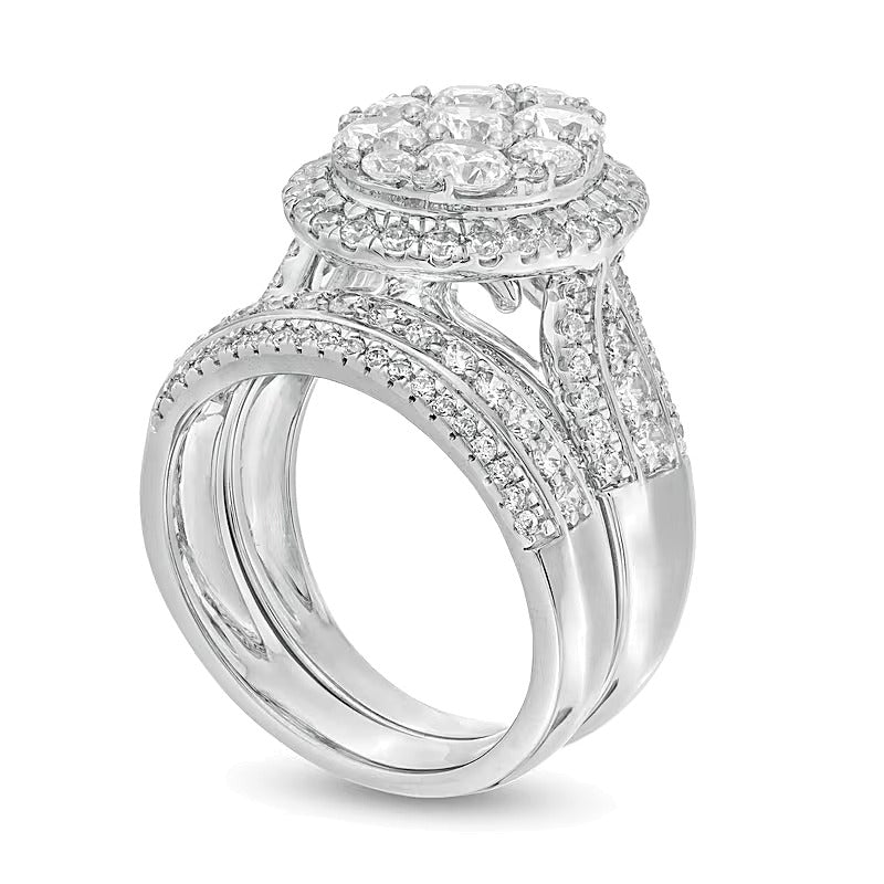 2.5 CT. TW Composite Diamond Oval Frame Multi-Row Bridal Set in 10K White Gold