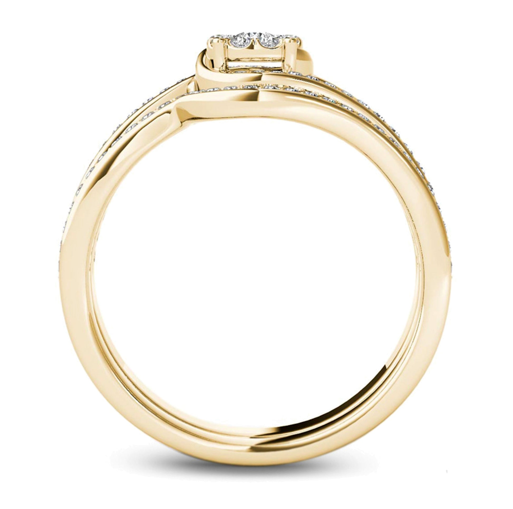 0.5 CT. TW Composite Diamond Flower Bypass Bridal Set in 14K Gold