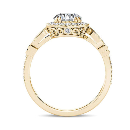 1.2 CT. TW Diamond Frame Vintage-Style Engagement Ring in 14K Gold