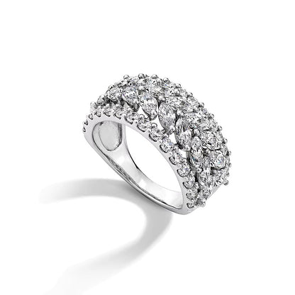 3.0 CT. TW Marquise and Round Lab-Grown Diamond Multi-Row Anniversary Band in 14K White Gold (F/VS2)