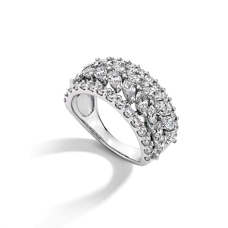 3.0 CT. TW Marquise and Round Lab-Grown Diamond Multi-Row Anniversary Band in 14K White Gold (F/VS2)