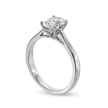1.0 CT. Oval Diamond Solitaire Engagement Ring in 14K White Gold (I/I2)
