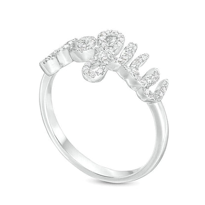 Love Talks 0.17 CT. TW Diamond "wifey" Cursive Script Ring in Sterling Silver