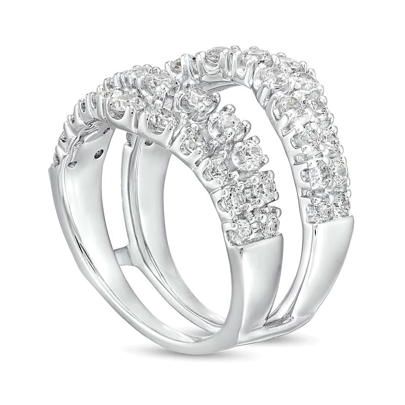 2.0 CT. TW Diamond Double Row Contour Solitaire Enhancer in 14K White Gold