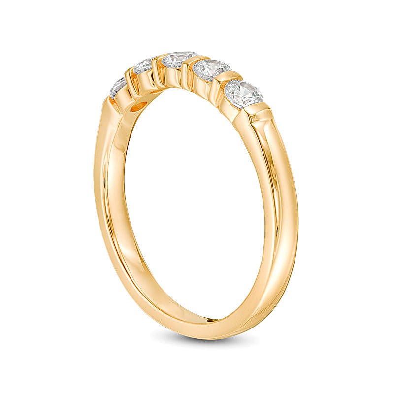 0.5 CT. TW Diamond Five Stone Vertical Bar Anniversary Band in 10K Gold