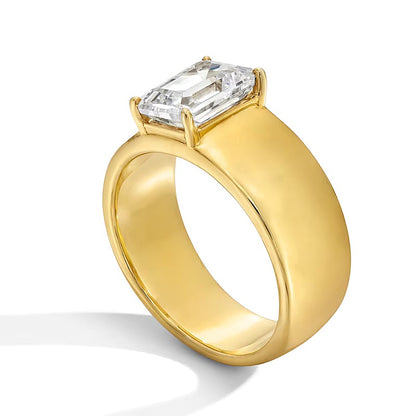 2.0 CT. Emerald-Cut Lab-Grown Diamond Solitaire Cigar Band Engagement Ring in 14K Gold (F/VS2)