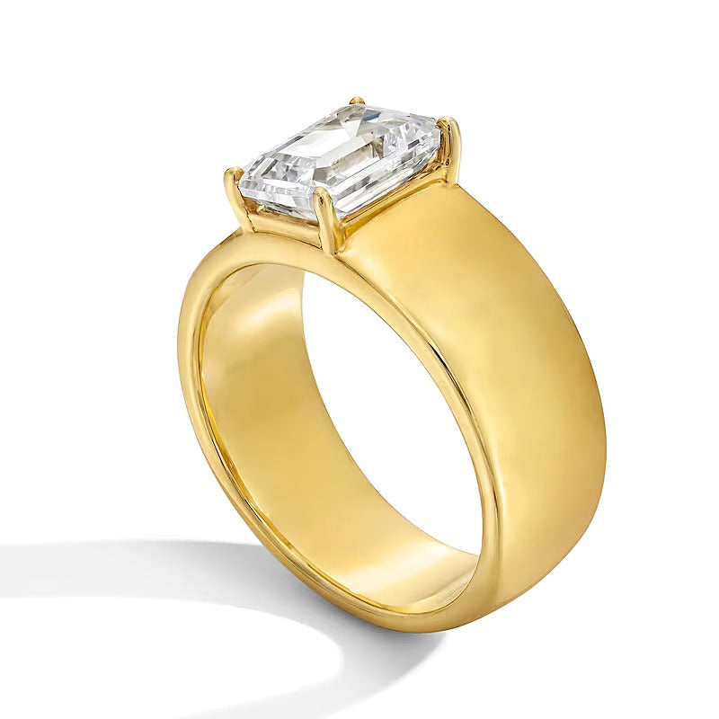 2.0 CT. Emerald-Cut Lab-Grown Diamond Solitaire Cigar Band Engagement Ring in 14K Gold (F/VS2)
