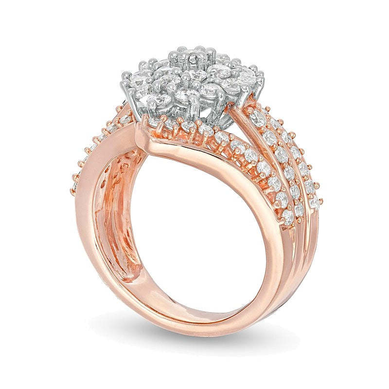 2.0 CT. TW Composite Diamond Bypass Waterfall Ring in 10K Rose Gold
