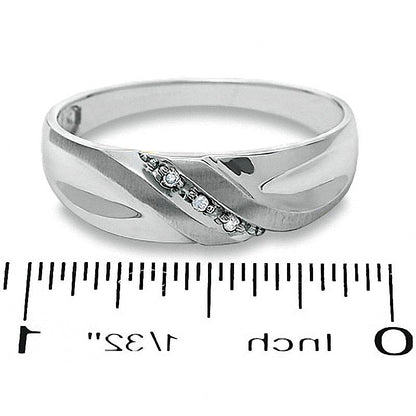 Diamond Accent Slant Wedding Band in 10K White Gold