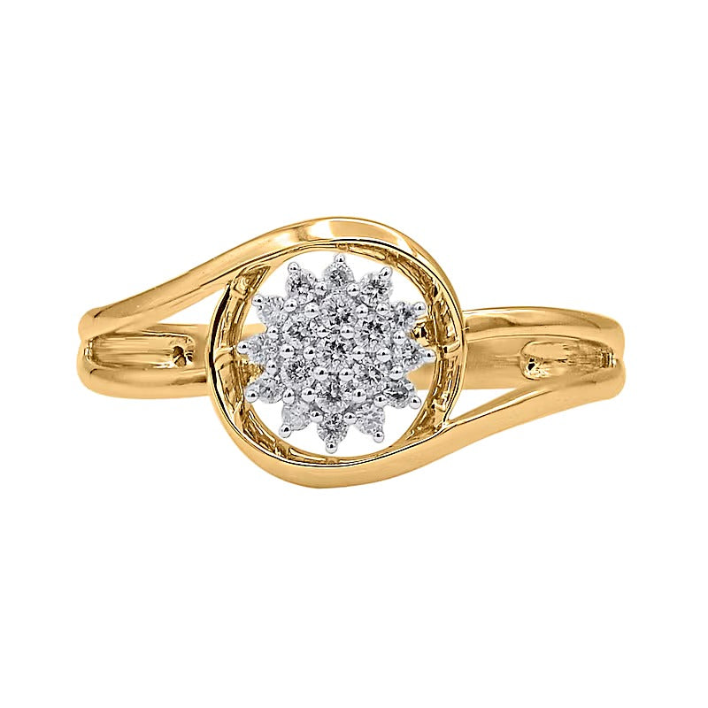 0.17 CT. TW Multi-Diamond Sunburst Split Shank Ring in 10K Gold
