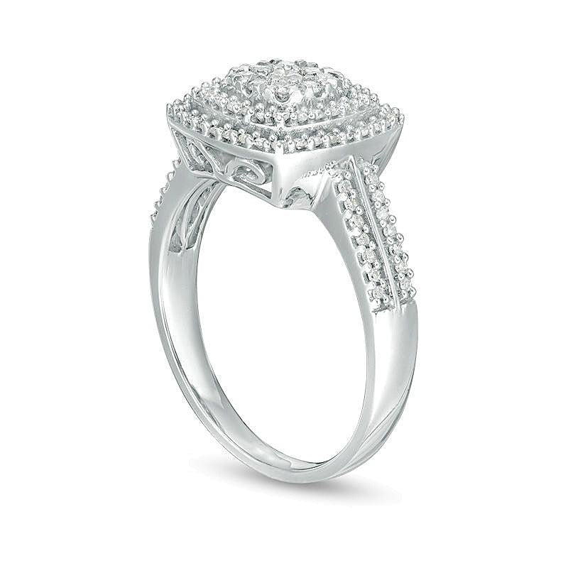 0.38 CT. TW Diamond Double Cushion Frame Ring in 10K White Gold