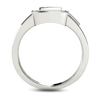 0.5 CT. TW Composite Diamond Square Frame Signet Ring in 14K White Gold