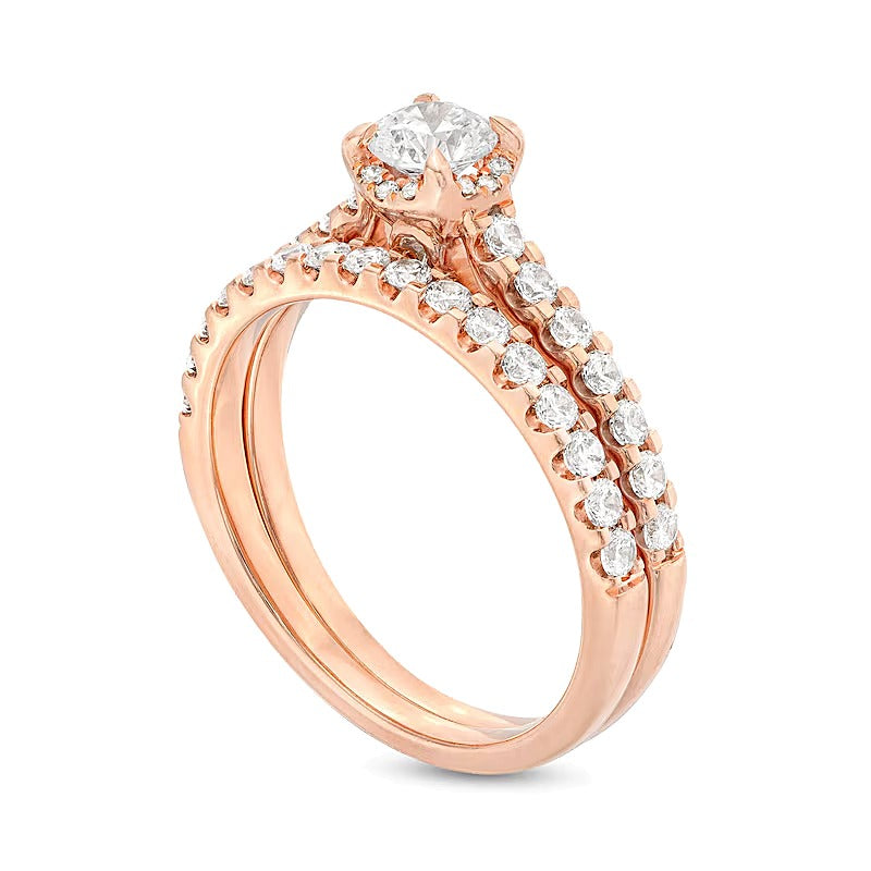 1.0 CT. TW Diamond Hidden Frame Bridal Set in 14K Rose Gold (I/I2)