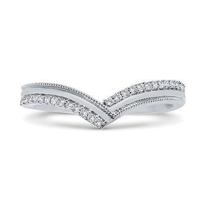 0.1 CT. TW Diamond Vintage-Style Chevron Band in 10K White Gold