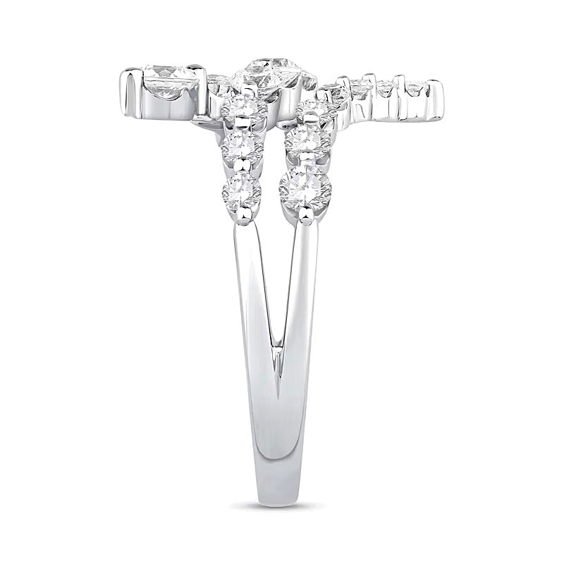 1.0 CT. TW Lab-Grown Diamond Triple Row Bypass Ring in 10K White Gold (F/VS2)