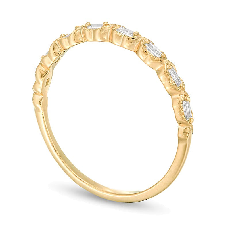 0.13 CT. TW Baguette Diamond Art Deco Vintage-Style Stackable Band in 10K Gold