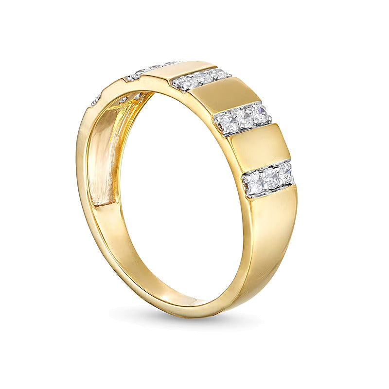 0.25 CT. TW Diamond Trio Linear Row Band in 10K Gold
