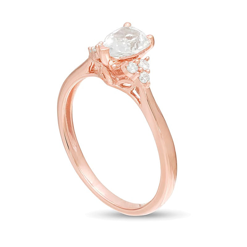 0.63 CT. TW Pear-Shaped Diamond Tri-Sides Engagement Ring in 14K Rose Gold