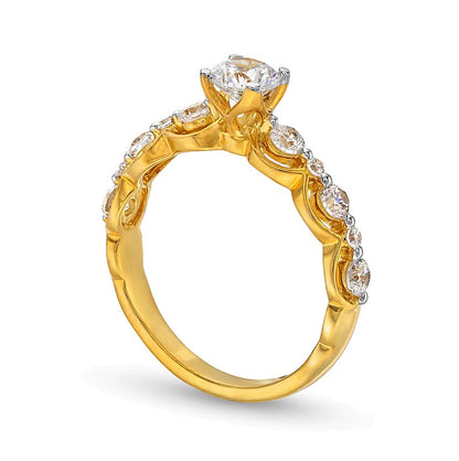 1.0 CT. TW Diamond Bubble Shank Engagement Ring in 14K Gold