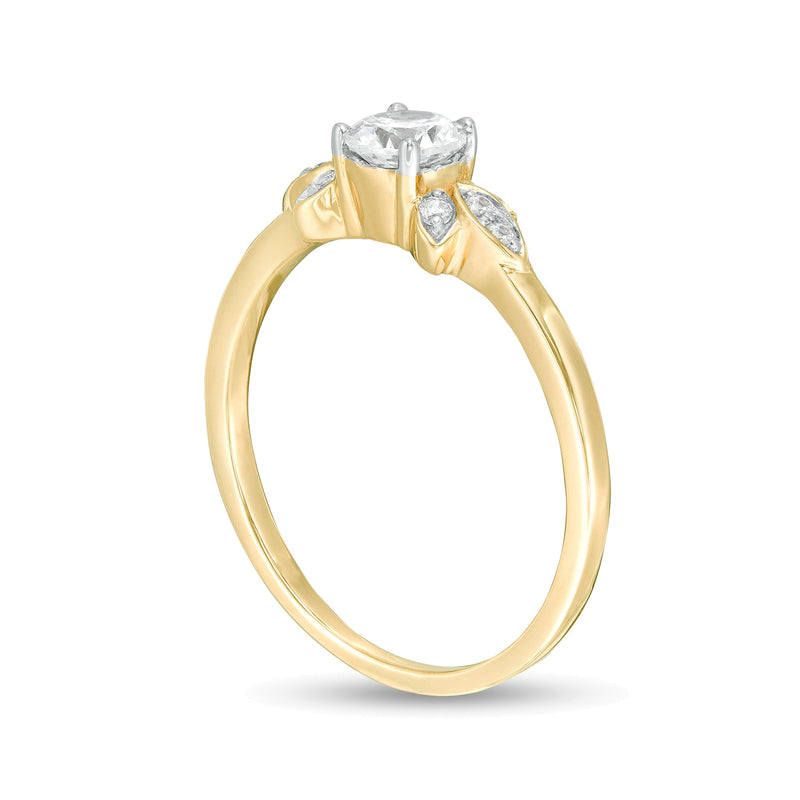 0.38 CT. TW Diamond Petal Tri-Sides Engagement Ring in 10K Gold