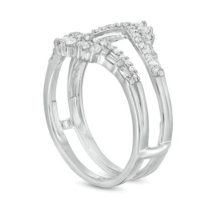 0.5 CT. TW Baguette and Round Diamond Tiara Style Solitaire Enhancer in 10K White Gold