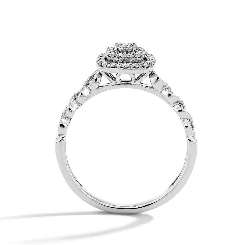 0.25 CT. TW Diamond Double Cushion Frame Promise Ring in 10K White Gold