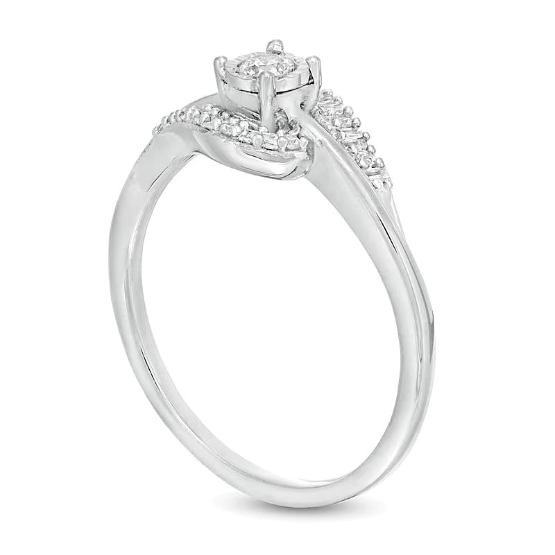 0.2 CT. TW Diamond Bypass Promise Ring in 10K White Gold