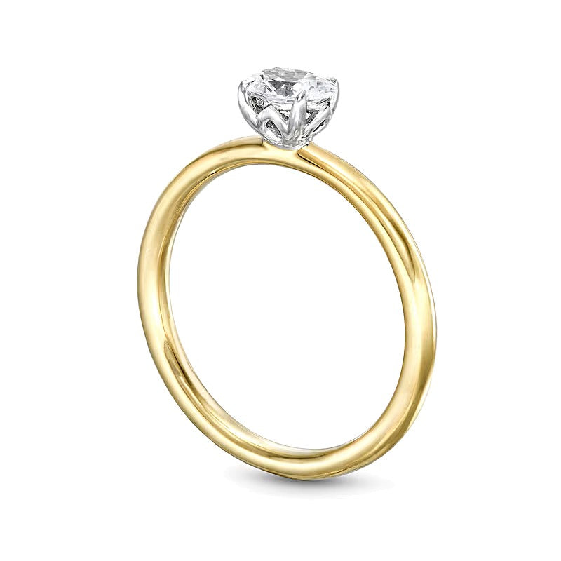 0.5 CT. Oval Diamond Sideways Solitaire Ring in 14K Two-Tone Gold (I/I2)