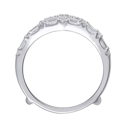0.75 CT. TW Baguette and Round Diamond Chevron Solitaire Enhancer in 14K White Gold
