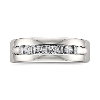 0.5 CT. TW Baguette and Round Alternating Channel Band in 14K White Gold