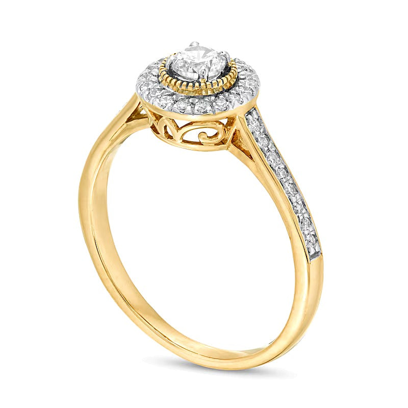 0.33 CT. TW Diamond Frame Vintage-Style Engagement Ring in 10K Gold