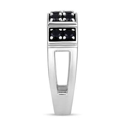 1.0 CT. TW Black Diamond Collar Double Row Band in Sterling Silver