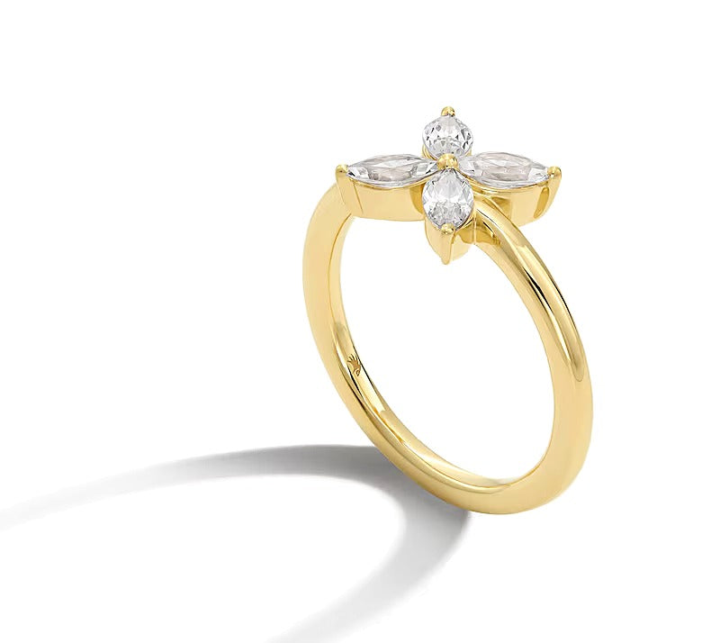 Zales x Nungu 0.75 CT. TW Marquise Diamond Flower Ring in 14K Gold