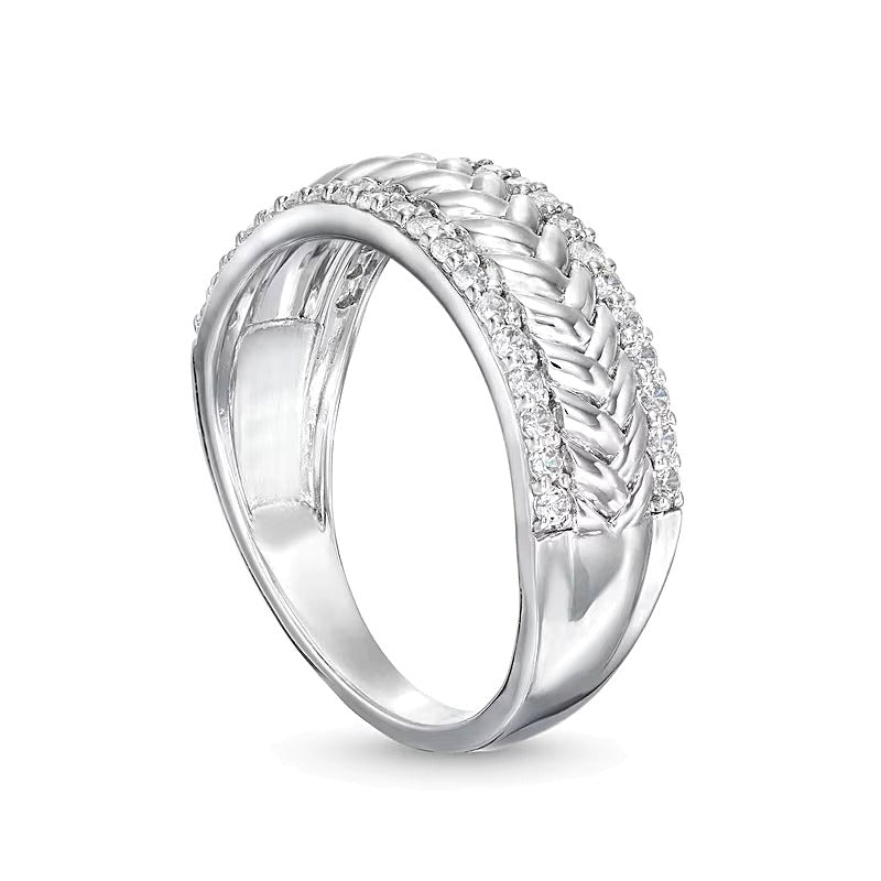 0.33 CT. TW Diamond Edge Herringbone Band in 10K White Gold