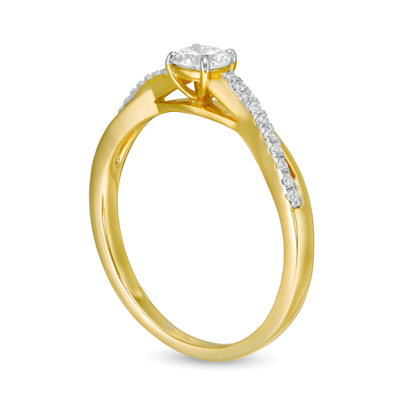 0.33 CT. TW Diamond Twist Shank Engagement Ring in 10K Gold