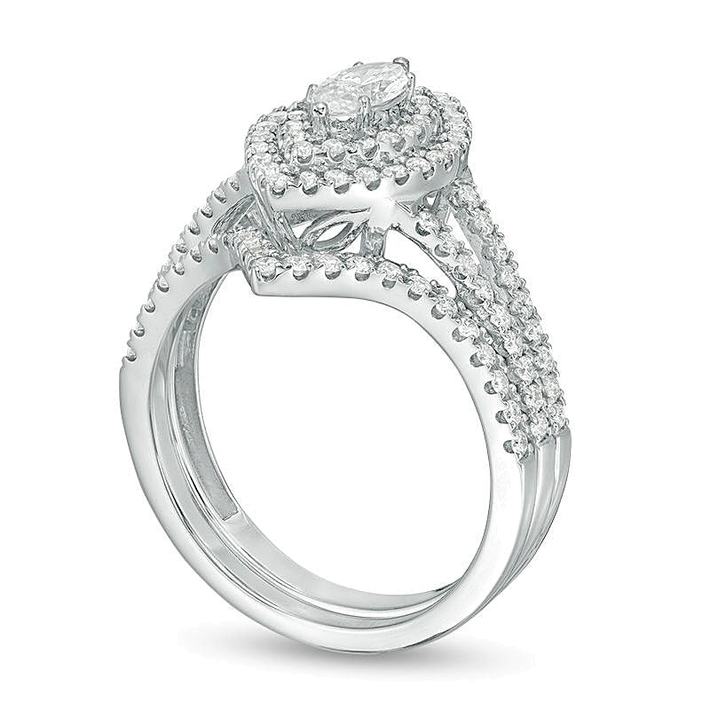 1.0 CT. TW Marquise Diamond Double Frame Bridal Set in 14K White Gold (I/I1)
