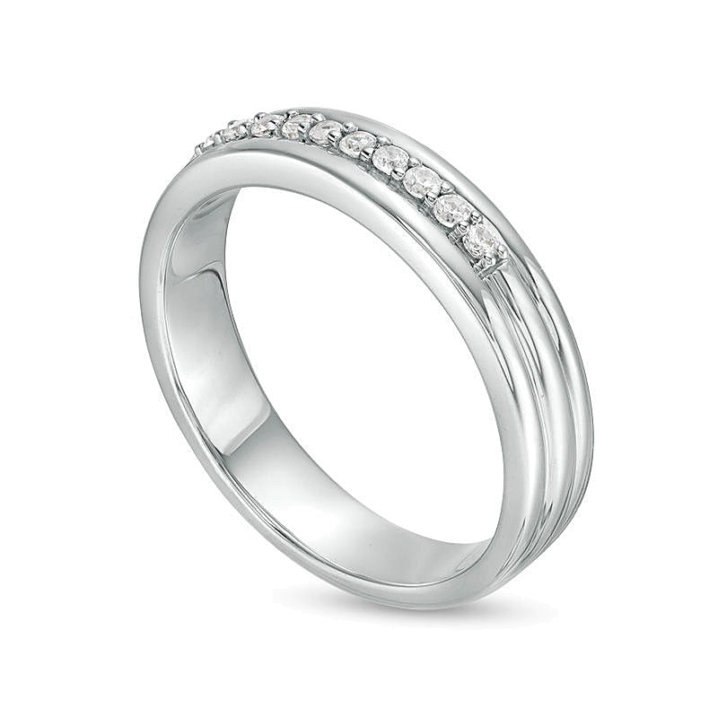 0.2 CT. TW Diamond Groove Wedding Band in 14K White Gold