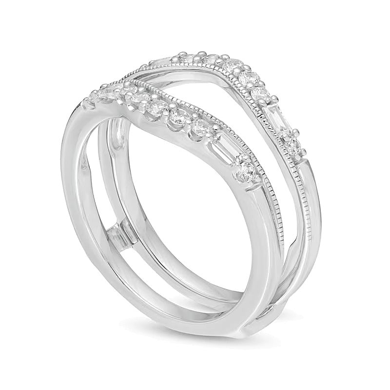 0.38 CT. TW Diamond Vintage-Style Contour Solitaire Enhancer in 14K White Gold
