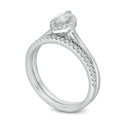 0.33 CT. TW Marquise Diamond Frame Bridal Set in 14K White Gold