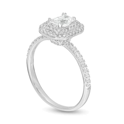 0.75 CT. TW Emerald-Cut Diamond Double Octagonal Frame Engagement Ring in 14K White Gold