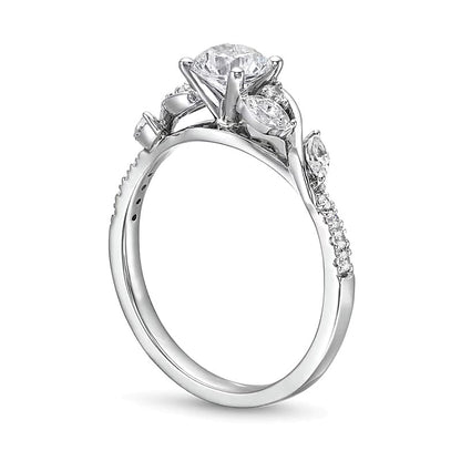 0.88 CT. TW Diamond Vine Cascading Engagement Ring in 14K White Gold (I/I2)