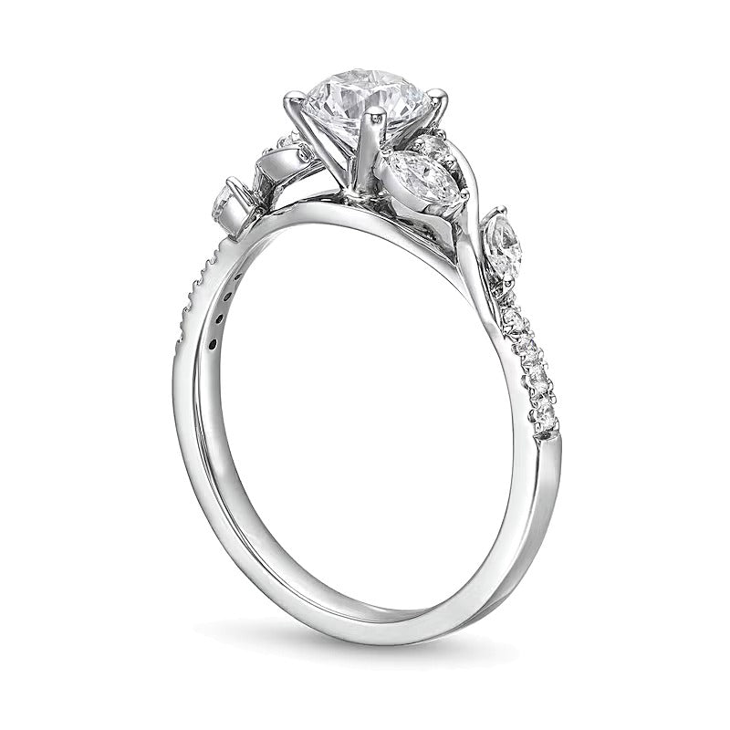 0.88 CT. TW Diamond Vine Cascading Engagement Ring in 14K White Gold (I/I2)