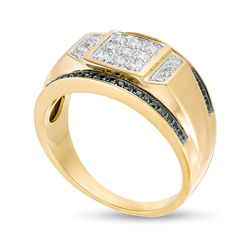 5/8.0 CT T.W. Composite Enhanced Black and White Diamond Square Ring in 10K Gold