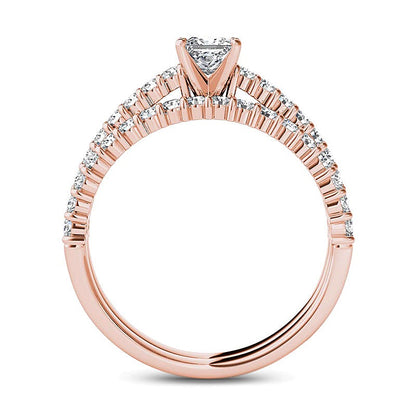 1.0 CT. TW Princess-Cut Diamond Bridal Set in 14K Rose Gold