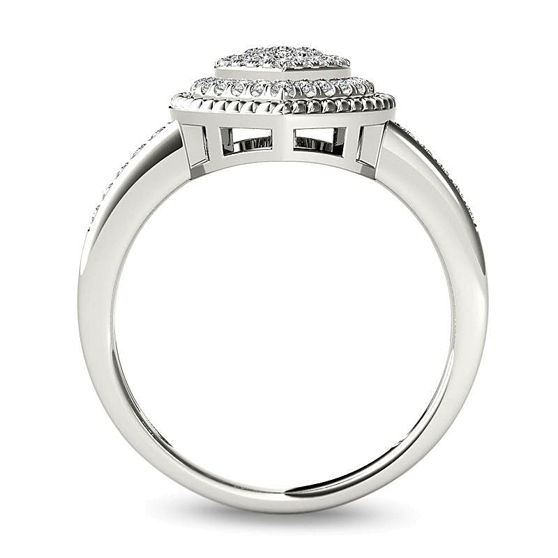 0.25 CT. TW Multi-Diamond Heart-Shaped Rope Frame Ring in 10K White Gold