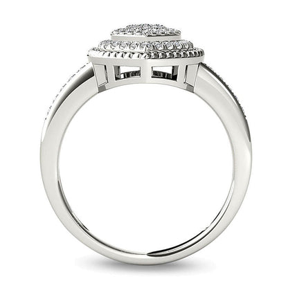 0.25 CT. TW Multi-Diamond Heart-Shaped Rope Frame Ring in 10K White Gold