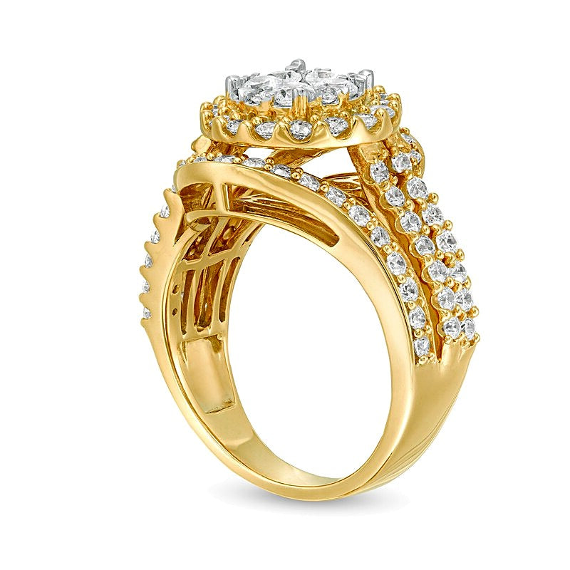 2.0 CT. TW Composite Diamond Bypass Multi-Row Split Shank Engagement Ring in 10K Gold